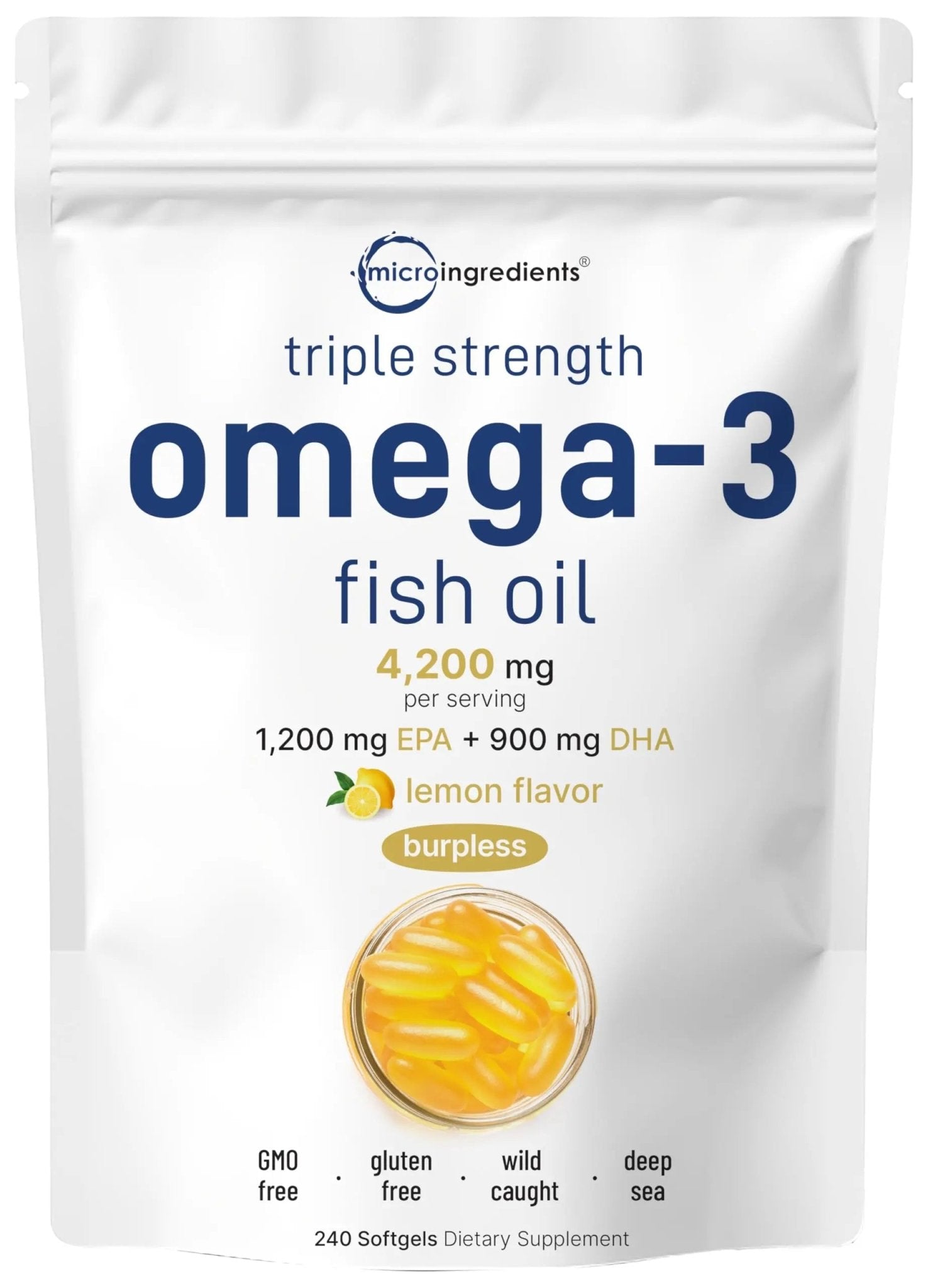 Triple Strength Omega 3 Fish Oil Supplements 4200mg Per Serving, 240 Softgels - TrustMedUSA