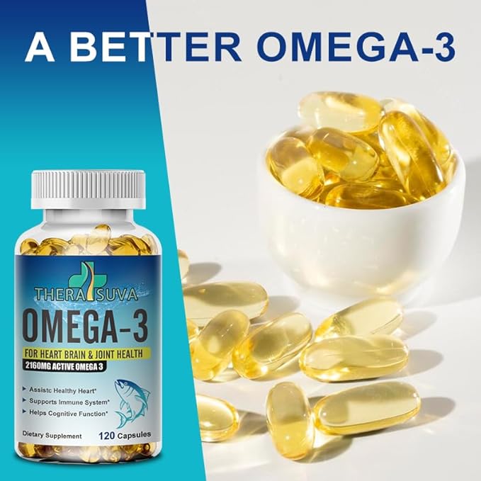 Triple Strength Premium Fish Oil, Omega-3 2160mg, EPA 1296mg + DHA 864mg, Natural Supplement for Healthy Heart & Brain Support, 2 Month Supply, 120 Softgels - Maple Wellness Supplements