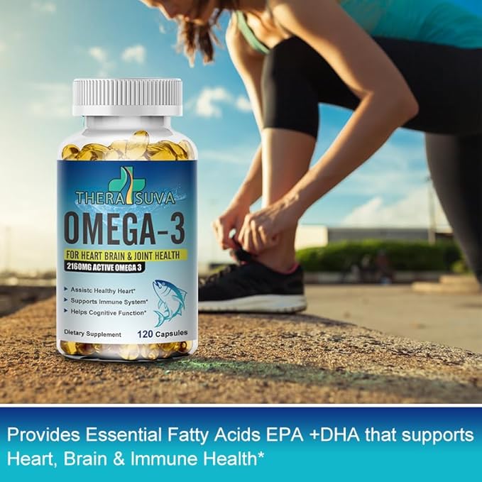 Triple Strength Premium Fish Oil, Omega-3 2160mg, EPA 1296mg + DHA 864mg, Natural Supplement for Healthy Heart & Brain Support, 2 Month Supply, 120 Softgels - Maple Wellness Supplements