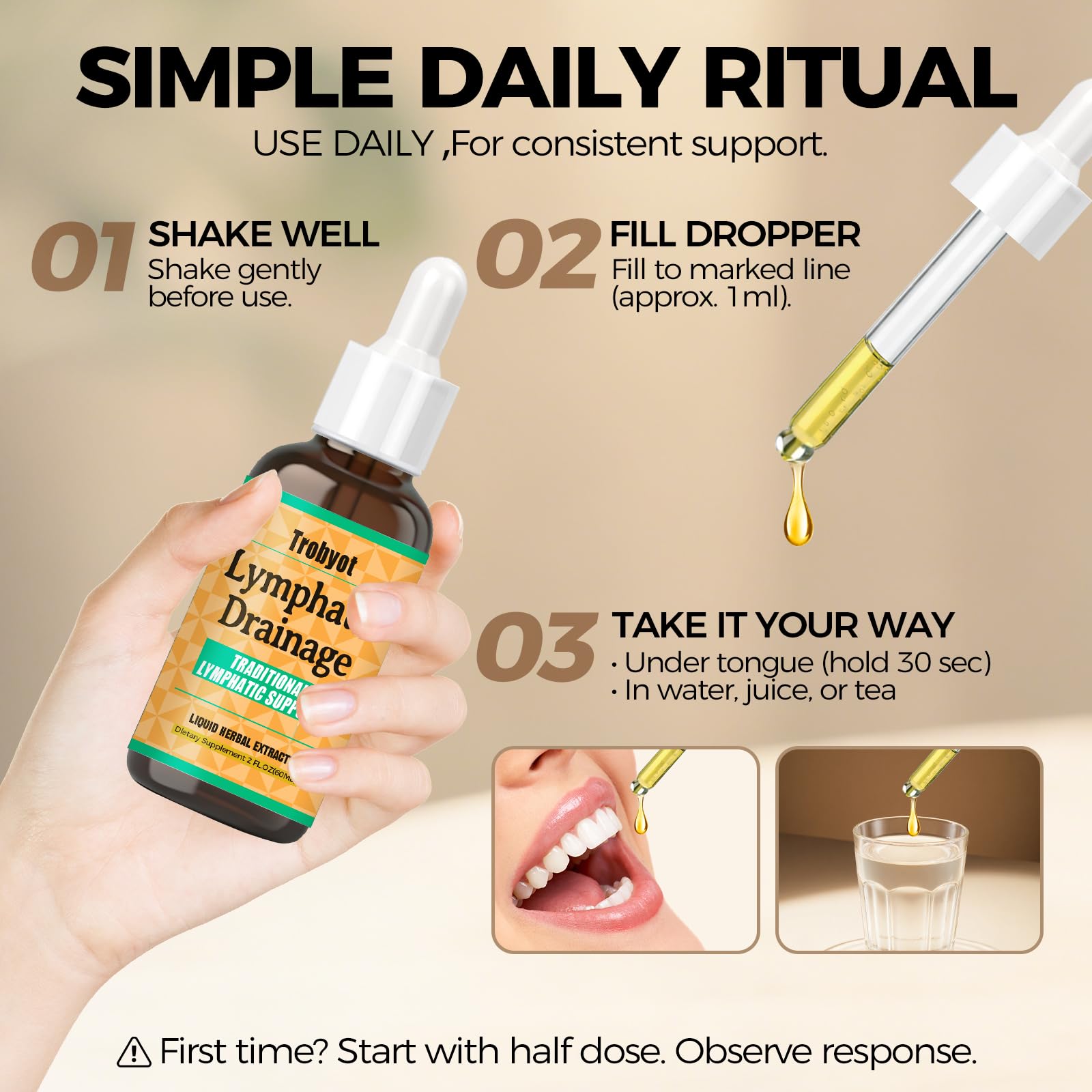 Trobyot Lymphatic Drainage Drops - Features Cleavers (Lymphatic), Prickly Ash Bark (Circulation), Red Clover Flower (Balance) - Immune Support Formula,2fl oz - Maple Wellness Supplements