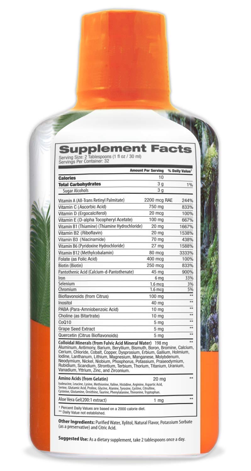 Tropical Oasis Mega Plus - Liquid Multivitamin and Mineral Supplement – Includes 85 Vitamins & Minerals, 20 Amino Acids + CoQ10, Grape Seed Extract & Organic Aloe Vera - 32oz, 32 Servings, 33460 - TrustMedUSA