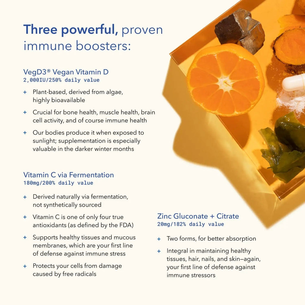 TRU NIAGEN Immune Support Supplement - Daily Defense, Vitamin C from Fermentation, Vegan Vitamin D3 2000 IU, Zinc, Plus Theracurmin (Curcumin) + Multi Award-Winning NAD Boosting Niagen 150mg 60ct - TrustMedUSA
