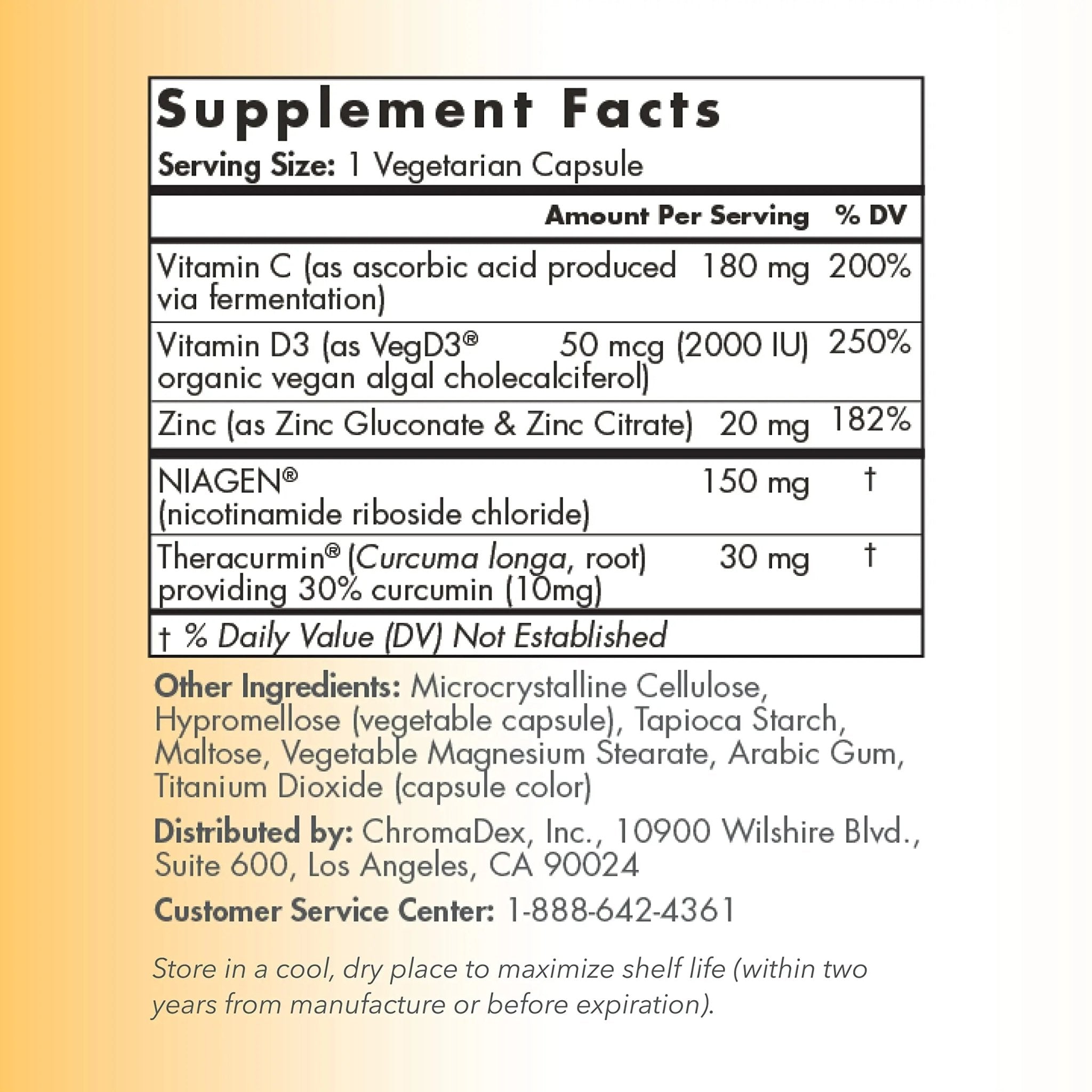 TRU NIAGEN Immune Support Supplement - Daily Defense, Vitamin C from Fermentation, Vegan Vitamin D3 2000 IU, Zinc, Plus Theracurmin (Curcumin) + Multi Award-Winning NAD Boosting Niagen 150mg 60ct - TrustMedUSA