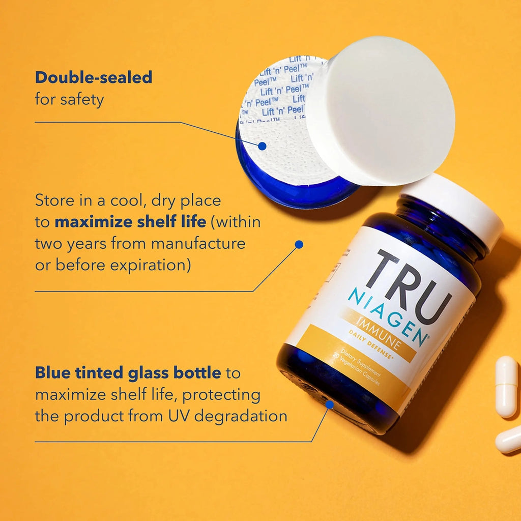 TRU NIAGEN Immune Support Supplement - Daily Defense - Vitamin C from Fermentation, Vegan Vitamin D3 2000 IU, Zinc, Plus Theracurmin (Curcumin) + Multi Award-Winning NAD Boosting Niagen 150mg 30ct - TrustMedUSA