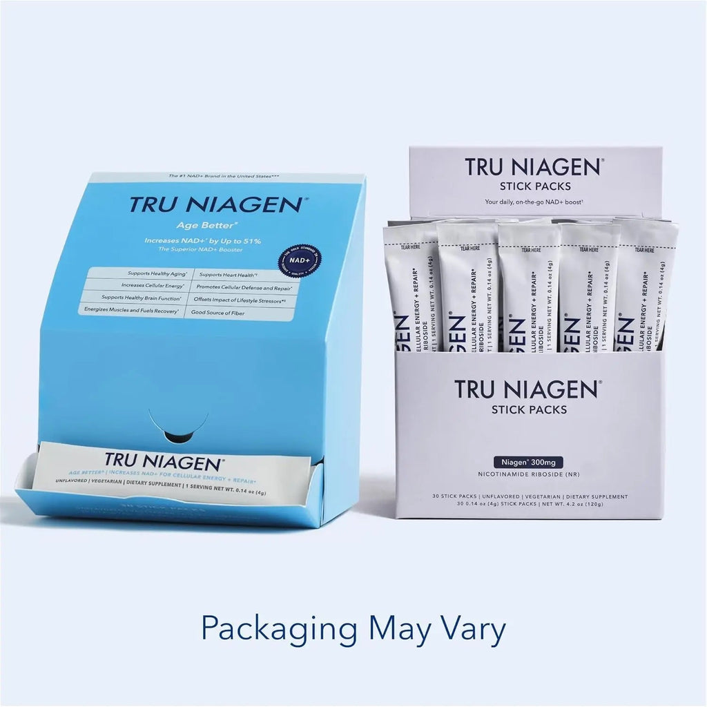 TRU NIAGEN NAD+ Booster with Hydration & Prebiotic Support Award-Winning Nicotinamide Riboside Mixing Powder for Cellular Energy, Repair & Healthy Aging - 30ct/300mg Stick Packs: On-The-Go Supplement - TrustMedUSA