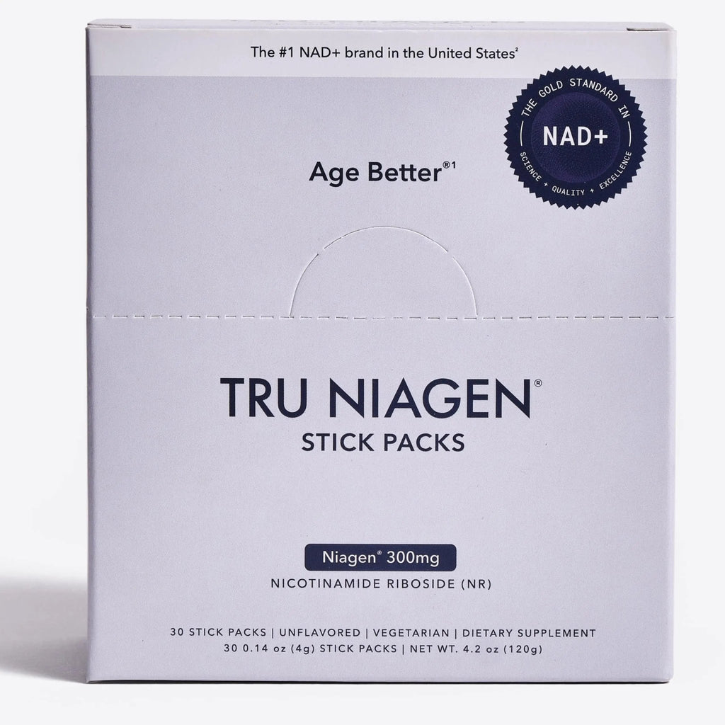 TRU NIAGEN NAD+ Booster with Hydration & Prebiotic Support Award-Winning Nicotinamide Riboside Mixing Powder for Cellular Energy, Repair & Healthy Aging - 30ct/300mg Stick Packs: On-The-Go Supplement - TrustMedUSA