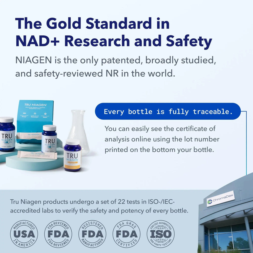TRU NIAGEN NAD+ Booster with Hydration & Prebiotic Support Award-Winning Nicotinamide Riboside Mixing Powder for Cellular Energy, Repair & Healthy Aging - 30ct/300mg Stick Packs: On-The-Go Supplement - TrustMedUSA