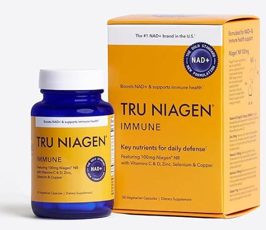 TRU NIAGEN NAD+ Immune Support Supplement - Daily Defense - Vitamin C, Vegan D3 2000 IU, Zinc, Selenium, Copper + 100mg NAD Plus Boosting Niagen NR - 30 Capsules - TrustMedUSA