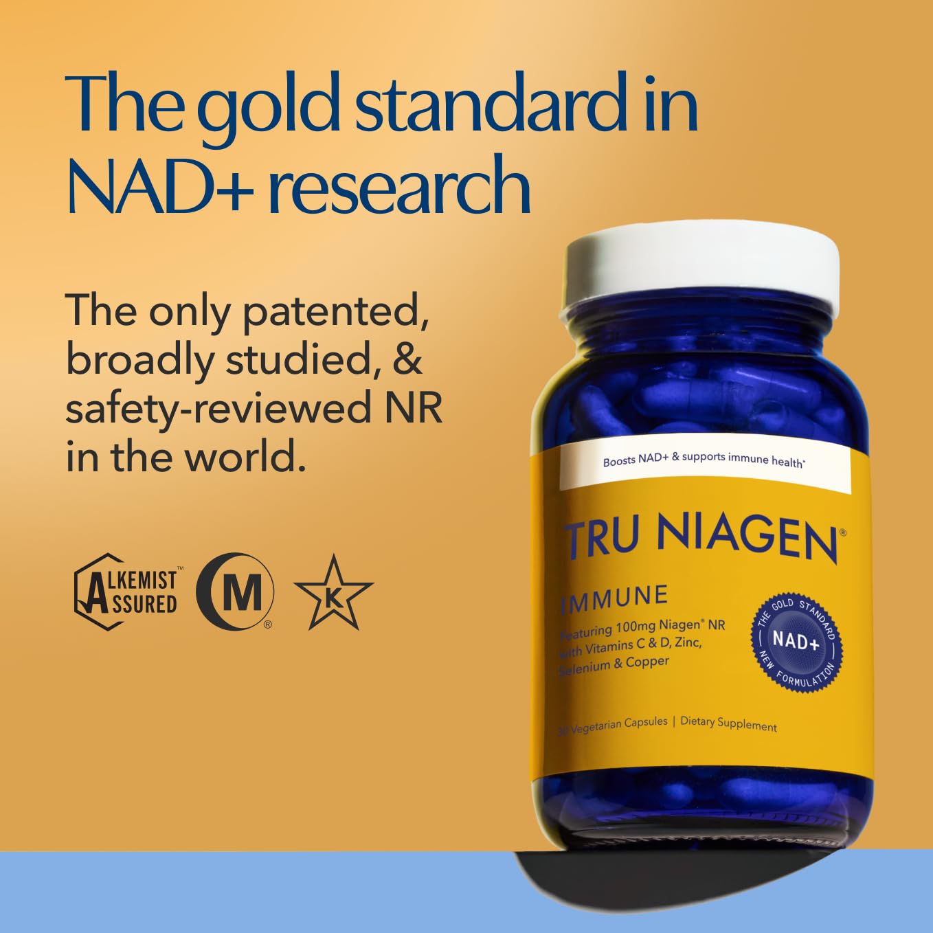 TRU NIAGEN NAD+ Immune Support Supplement - Daily Defense - Vitamin C, Vegan D3 2000 IU, Zinc, Selenium, Copper + 100mg NAD Plus Boosting Niagen NR - 30 Capsules - TrustMedUSA