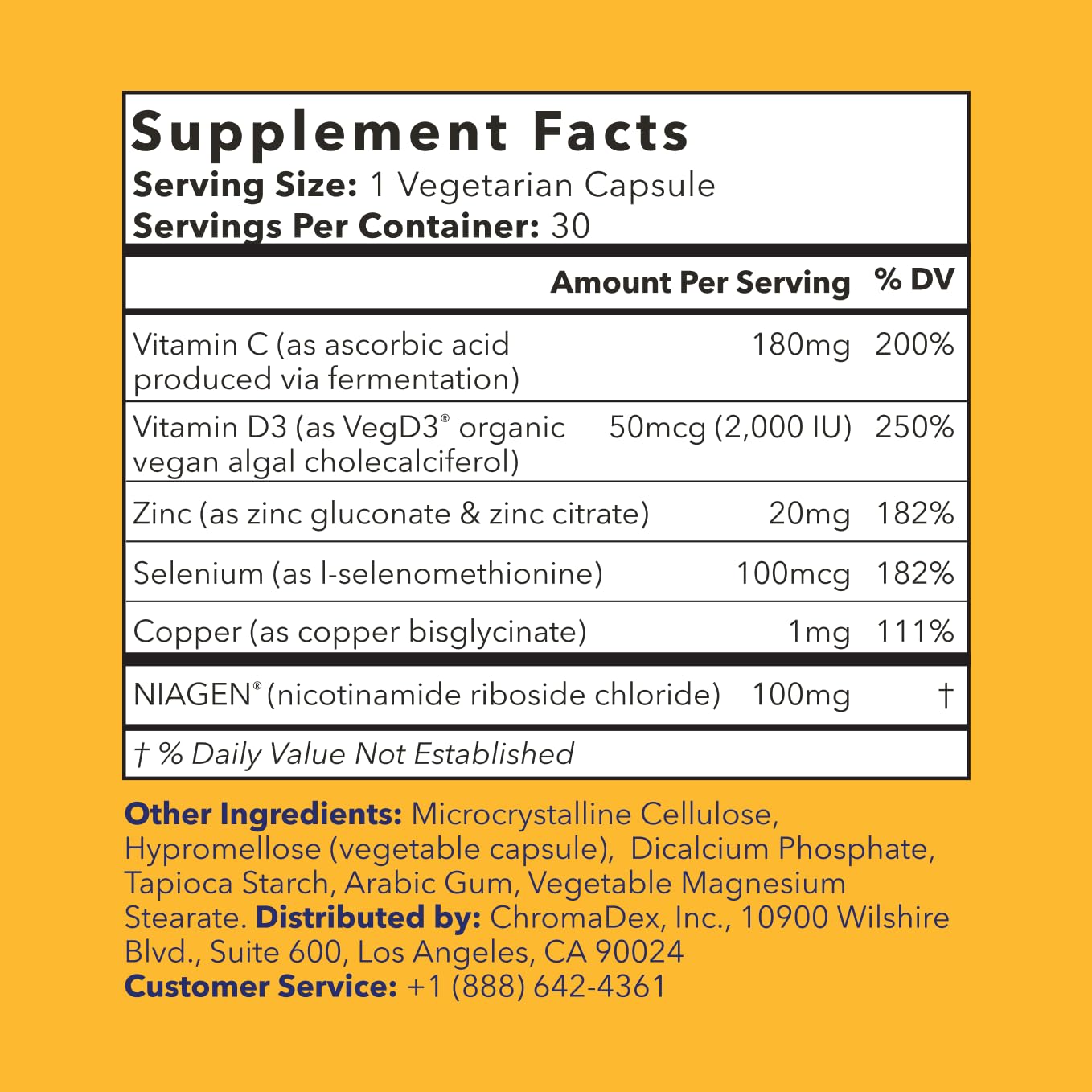 TRU NIAGEN NAD+ Immune Support Supplement - Daily Defense - Vitamin C, Vegan D3 2000 IU, Zinc, Selenium, Copper + 100mg NAD Plus Boosting Niagen NR - 30 Capsules - TrustMedUSA
