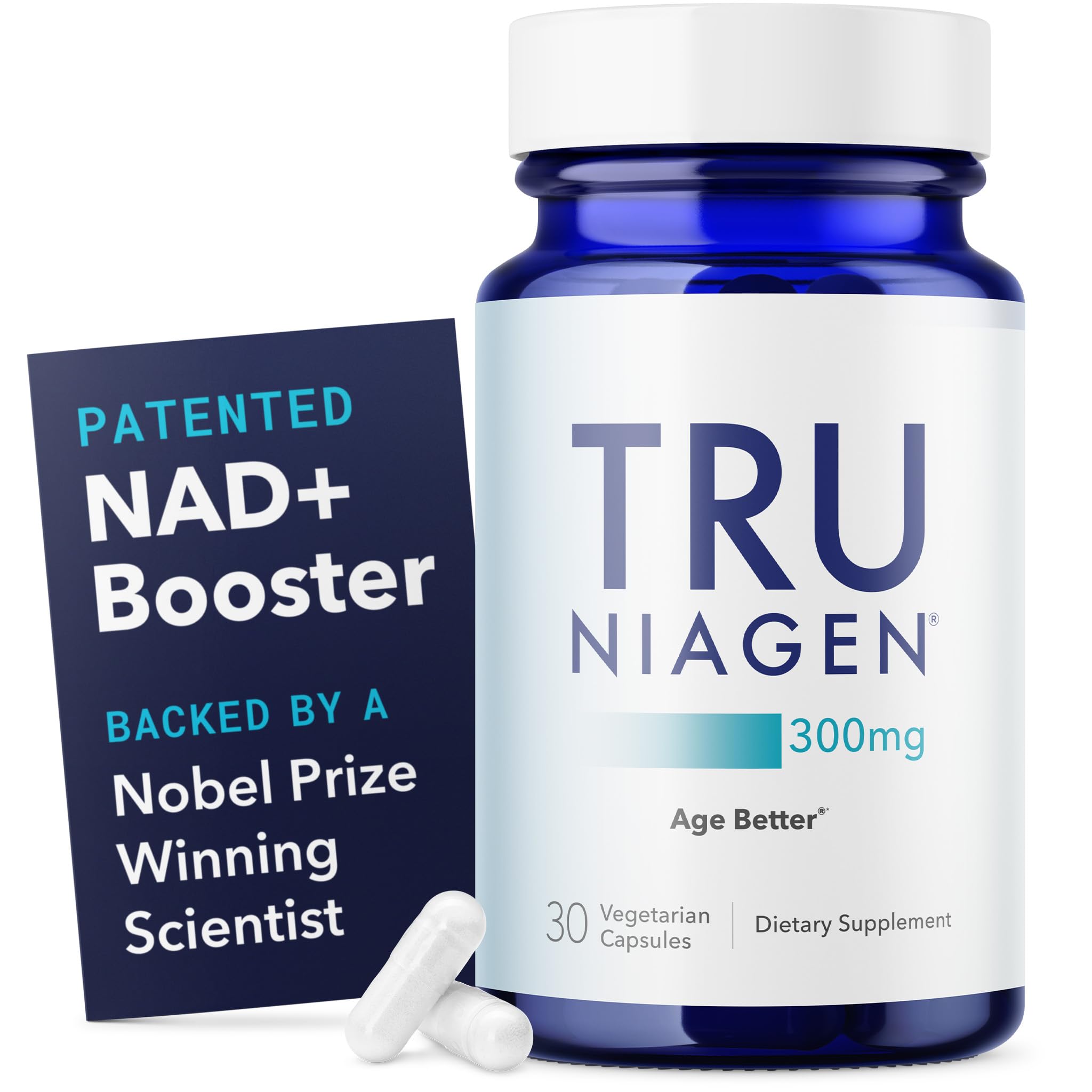 TRU NIAGEN Patented NAD Supplement for Brain Function, Anti Aging & Cell Regeneration, 300mg Niagen, 30 Servings | Supports Cellular Energy, Muscle | Nicotinamide Riboside (NR) Take 1 Daily | 1 Bottle - Maple Wellness Supplements