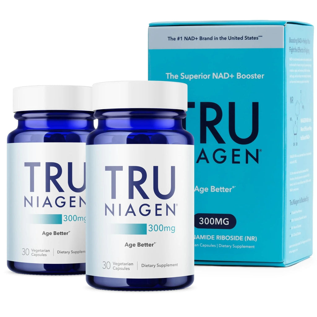 TRU NIAGEN Patented NAD Supplement for Brain Function, Anti Aging & Cell Regeneration, 300mg Niagen, 30 Servings | Supports Cellular Energy, Muscle | Nicotinamide Riboside (NR) Take 1 Daily | 2 Bottle - TrustMedUSA