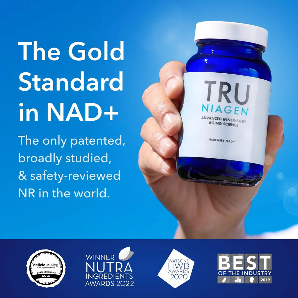 TRU NIAGEN Patented NAD Supplement for Brain Function, Anti Aging & Cell Regeneration, 300mg Niagen, 30 Servings | Supports Cellular Energy, Muscle | Nicotinamide Riboside (NR) Take 1 Daily | 2 Bottle - TrustMedUSA