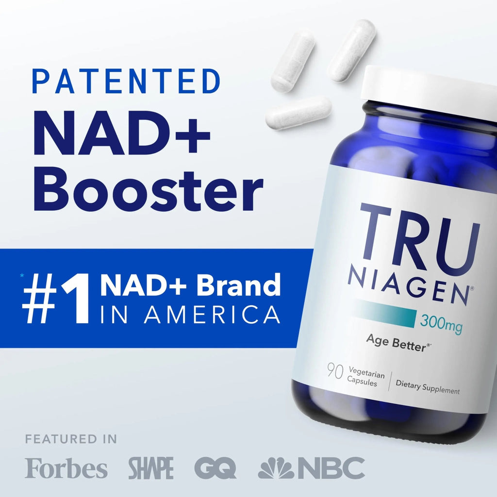 TRU NIAGEN Patented NAD Supplement for Brain Function, Anti Aging & Cell Regeneration, 300mg Niagen, 90 Servings | Supports Cellular Energy, Muscle | Nicotinamide Riboside (NR) Take 1 Daily | 1 Bottle - TrustMedUSA