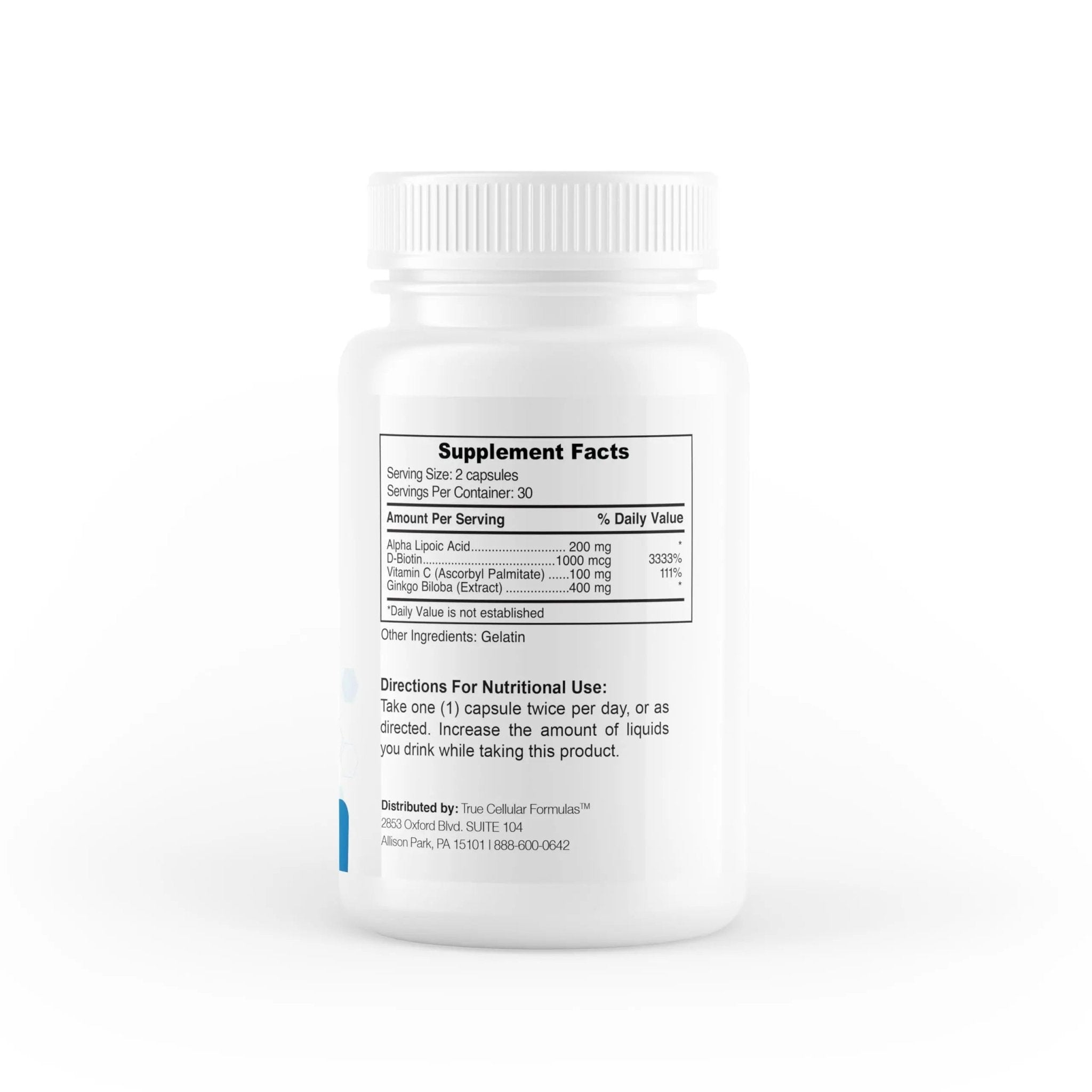 True Cellular Formulas BrainDTX - Supports Cognitive Function, Focus & Mental Clarity - Promotes Clear Thinking & Memory - with Alpha Lipoic Acid & Biotin - Antioxidant Support - 60 Capsules - TrustMedUSA