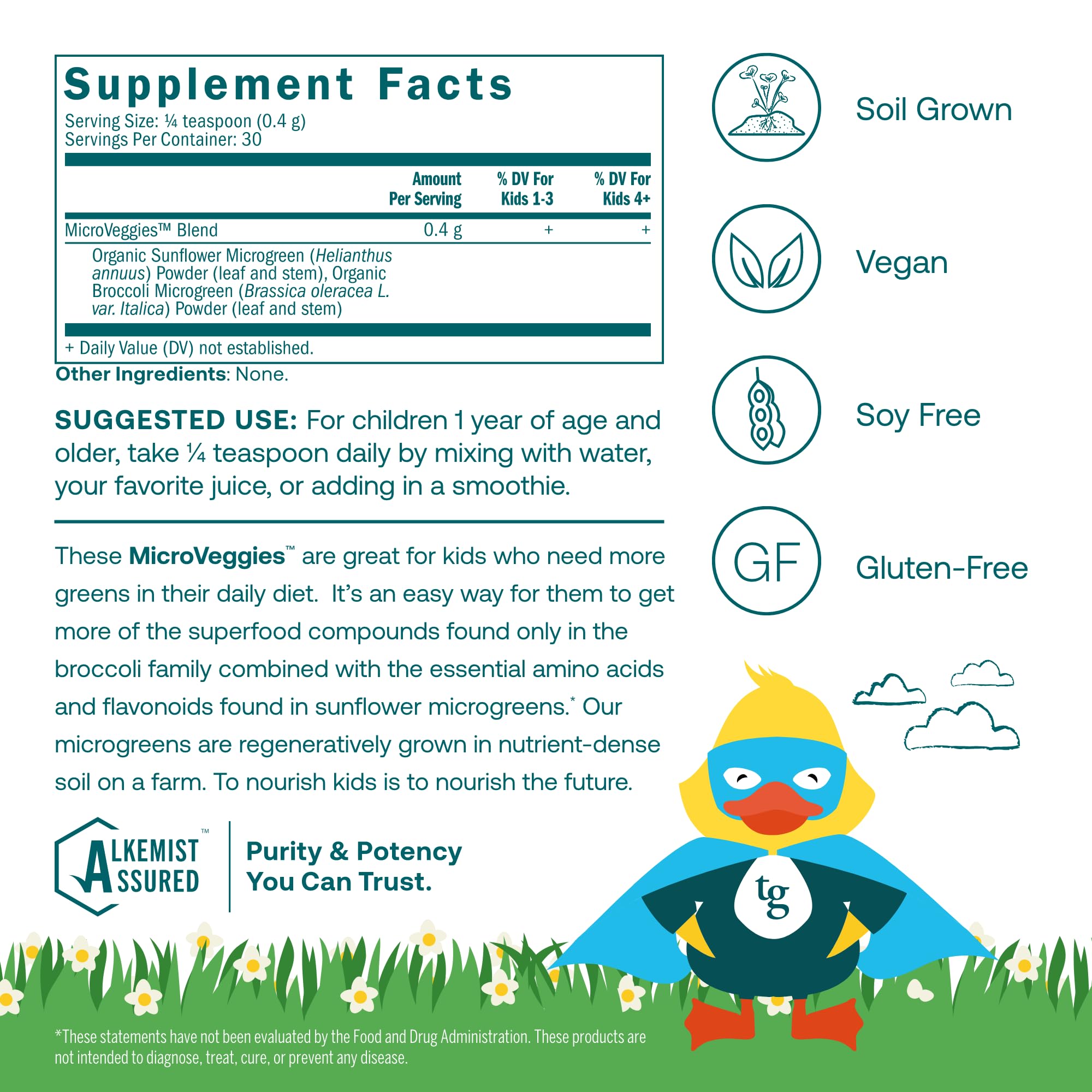 True Grace True Littles MicroVeggies - 0.4 oz - Kids Daily Superfood Powder for Immune Health - Gluten & Soy Free, Vegan, Regenerative Organic Certified - 30 Servings - TrustMedUSA