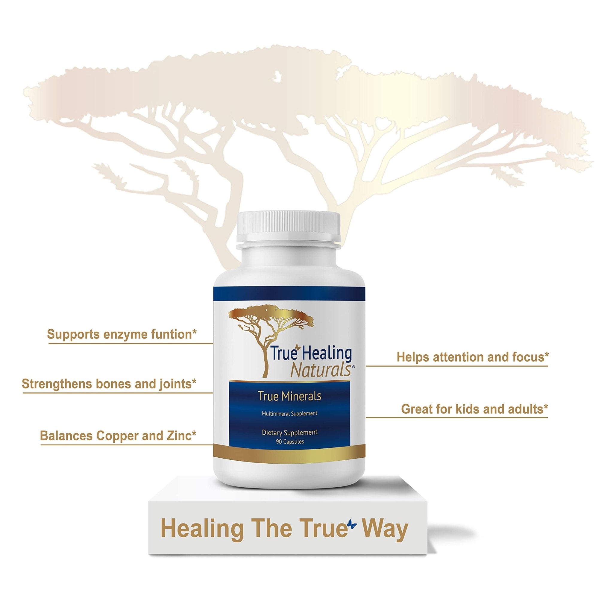 True Healing Naturals - True Minerals Supplement, Promotes Gut & Heart Health, 90 Vegetarian Capsules - TrustMedUSA