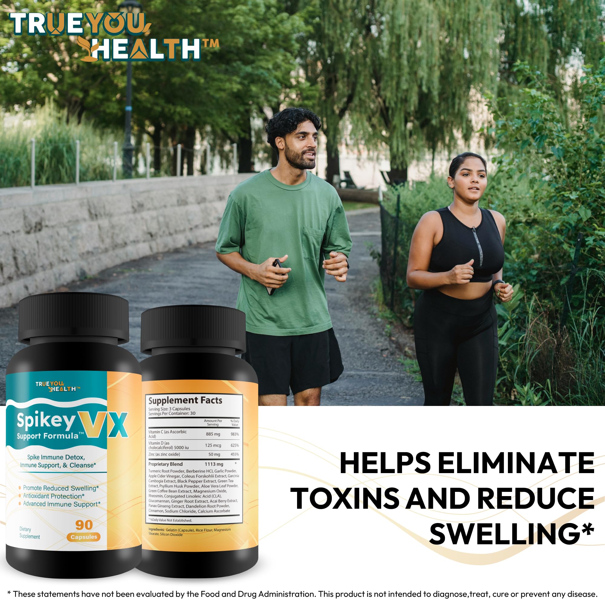 True You Health Spikey VX Support Formula - Our Best Spike Support Formula for Immune System Detox - Daily Zinc Immunity Capsules Vitamin C Immune Boost - Feel The Wellness Spike Detox The Wellness - TrustMedUSA