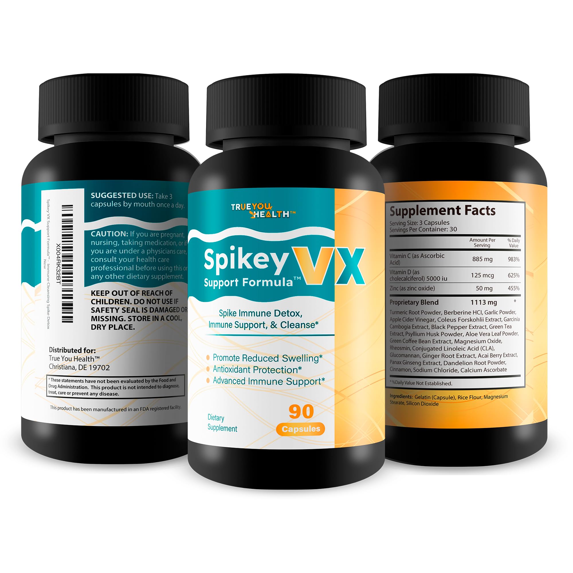 True You Health Spikey VX Support Formula - Our Best Spike Support Formula for Immune System Detox - Daily Zinc Immunity Capsules Vitamin C Immune Boost - Feel The Wellness Spike Detox The Wellness - TrustMedUSA