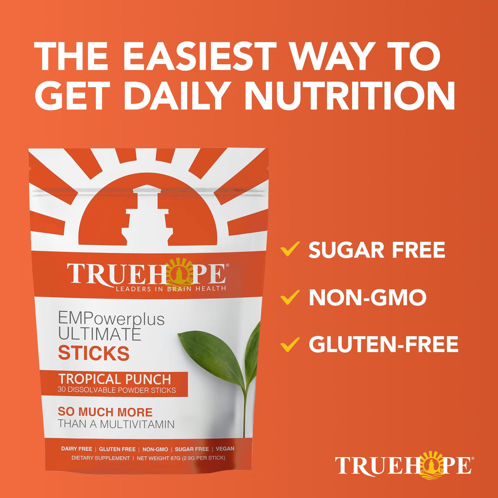 Truehope Multivitamin Nootropic Pouches with Inositol - Once-Per-Day EMPowerplus Ultimate Sticks - 30 Count (Tropical) - TrustMedUSA