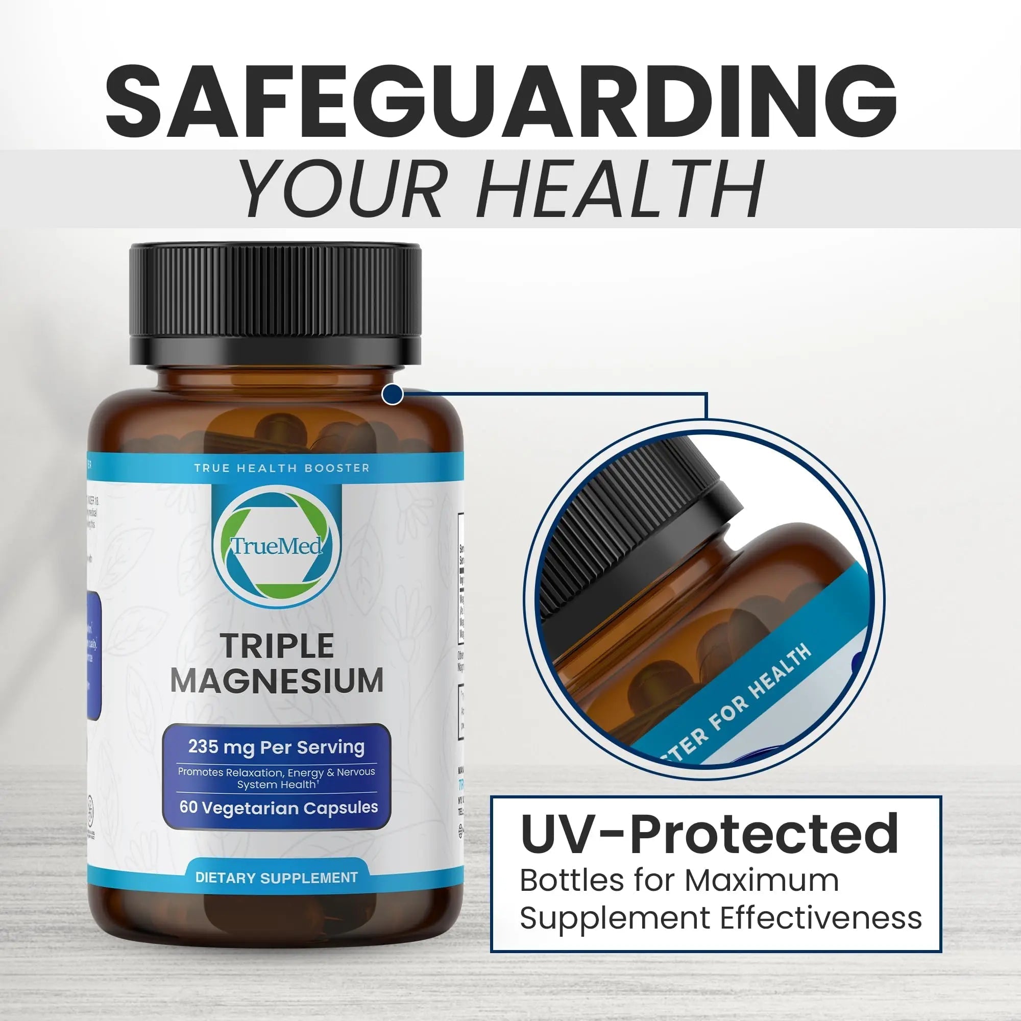 Truemed Triple Magnesium Complex Supplement 235mg with Magnesium Citrate, Malate & Lysinate Chelate | Magnesium Supplement for Sleep, Muscle Relaxation, Energy & Nerve Support | 60 Capsules, USA Made - TrustMedUSA