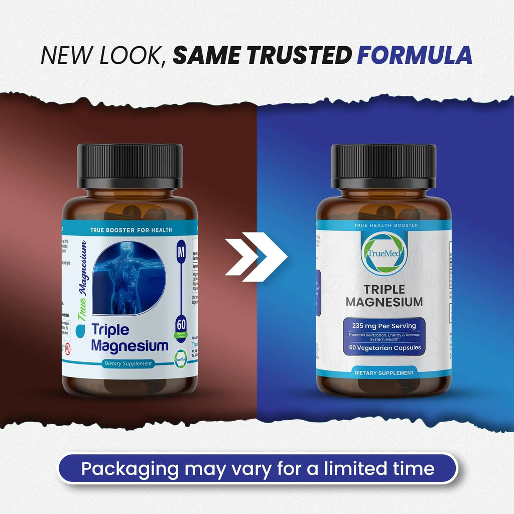 Truemed Triple Magnesium Complex Supplement 235mg with Magnesium Citrate, Malate & Lysinate Chelate | Magnesium Supplement for Sleep, Muscle Relaxation, Energy & Nerve Support | 60 Capsules, USA Made - TrustMedUSA