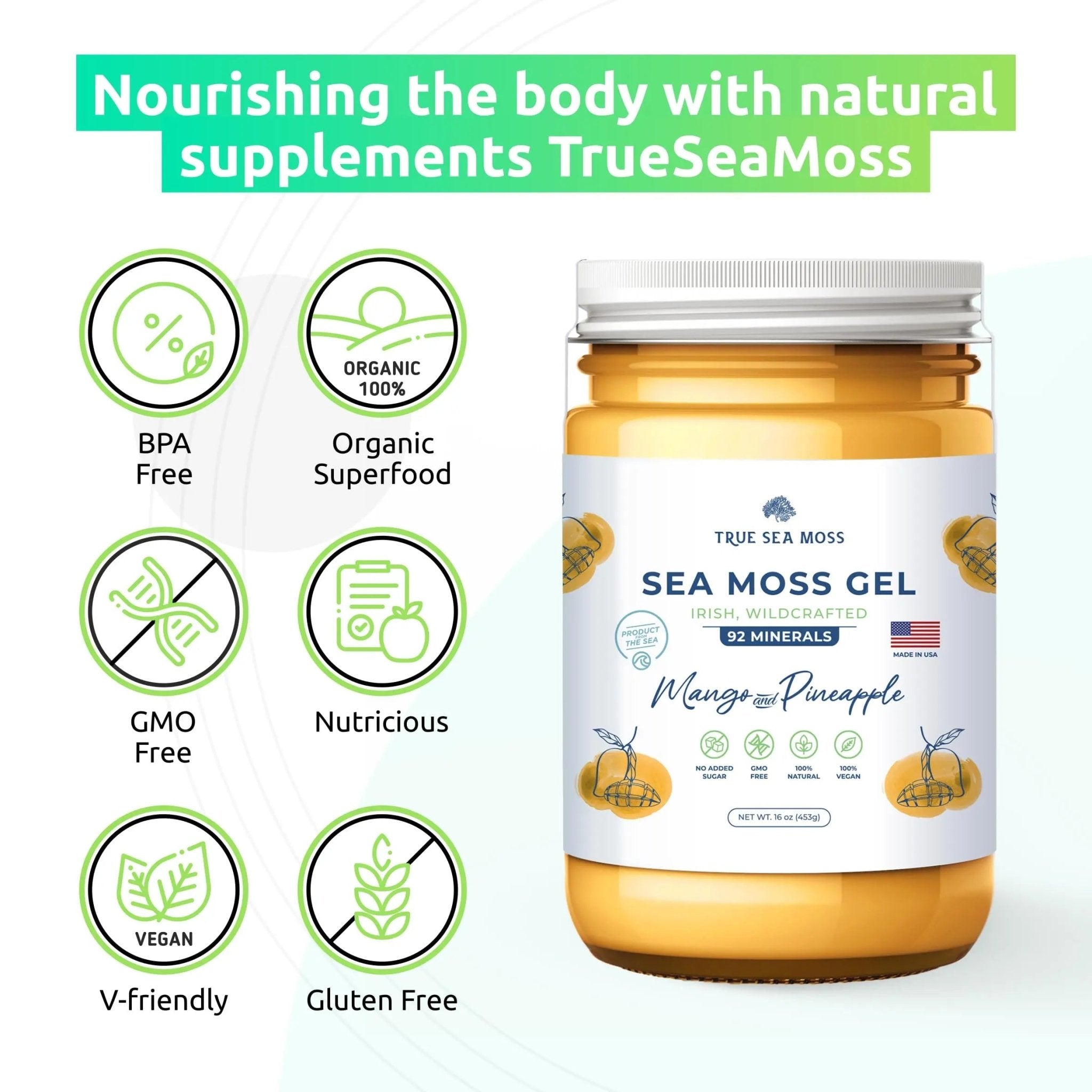 TrueSeaMoss Wildcrafted Irish Sea Moss Gel – Nutritious Organic Raw Seamoss Rich - TrustMedUSA