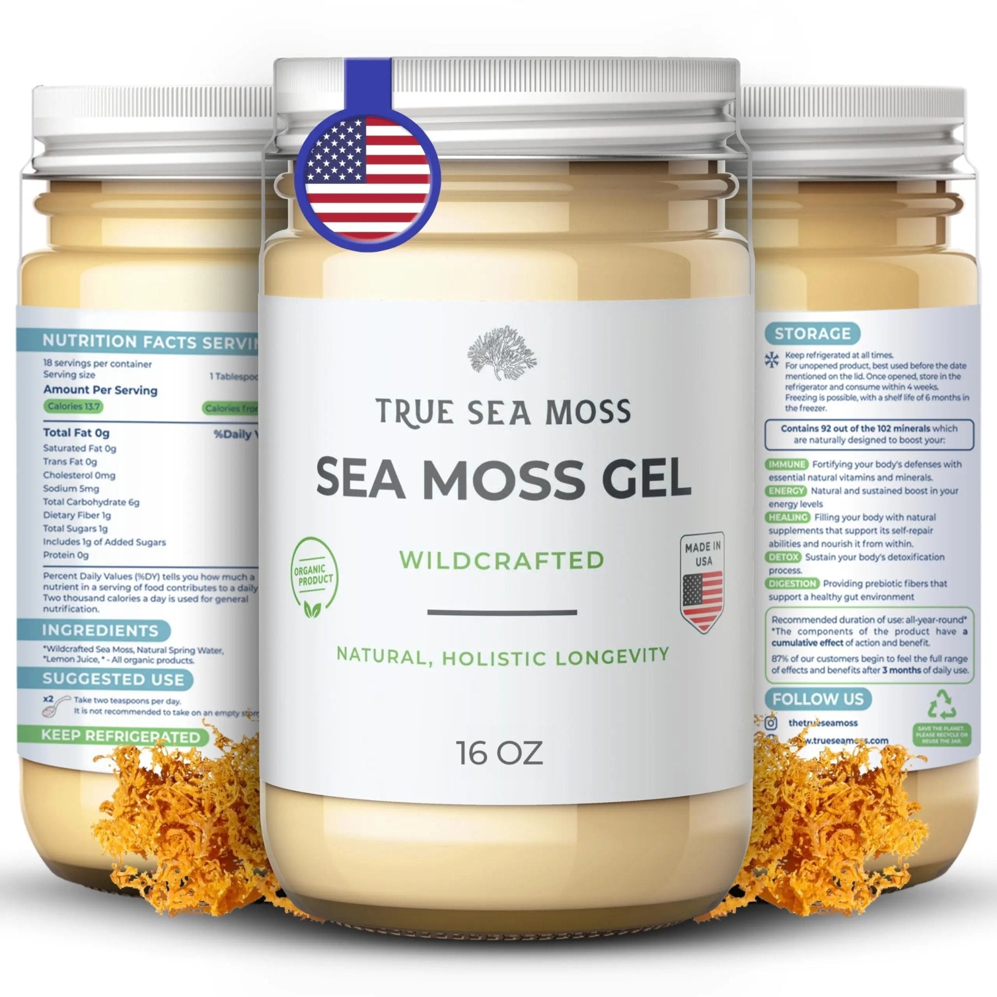 TrueSeaMoss Wildcrafted Irish Sea Moss Gel – Nutritious Raw Seamoss Rich in Minerals - TrustMedUSA