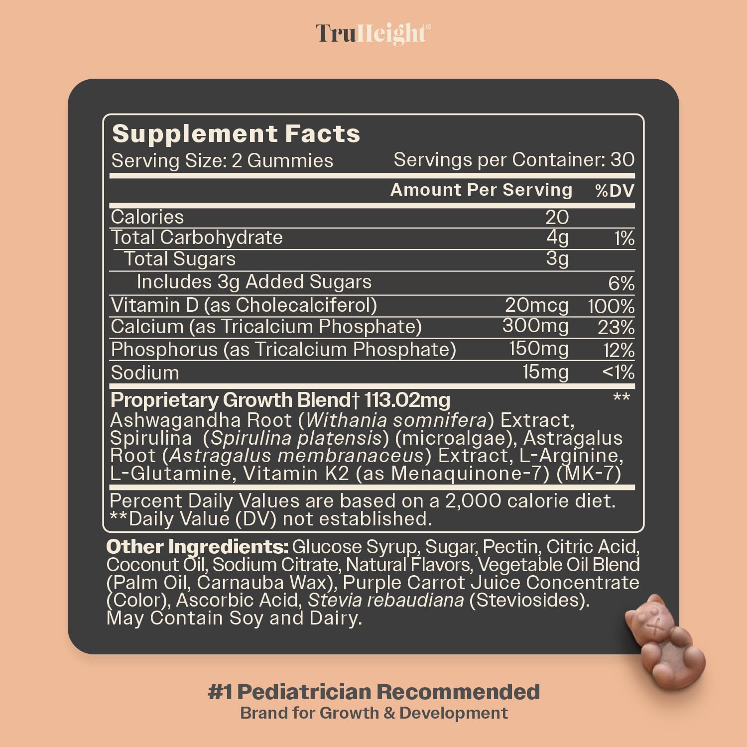 TruHeight Growth Gummies (Watermelon) Tall Nutrition for Natural Growth Supplement for Kids & Teens - Vitamin D, K, Calcium & Ashwagandha - TrustMedUSA