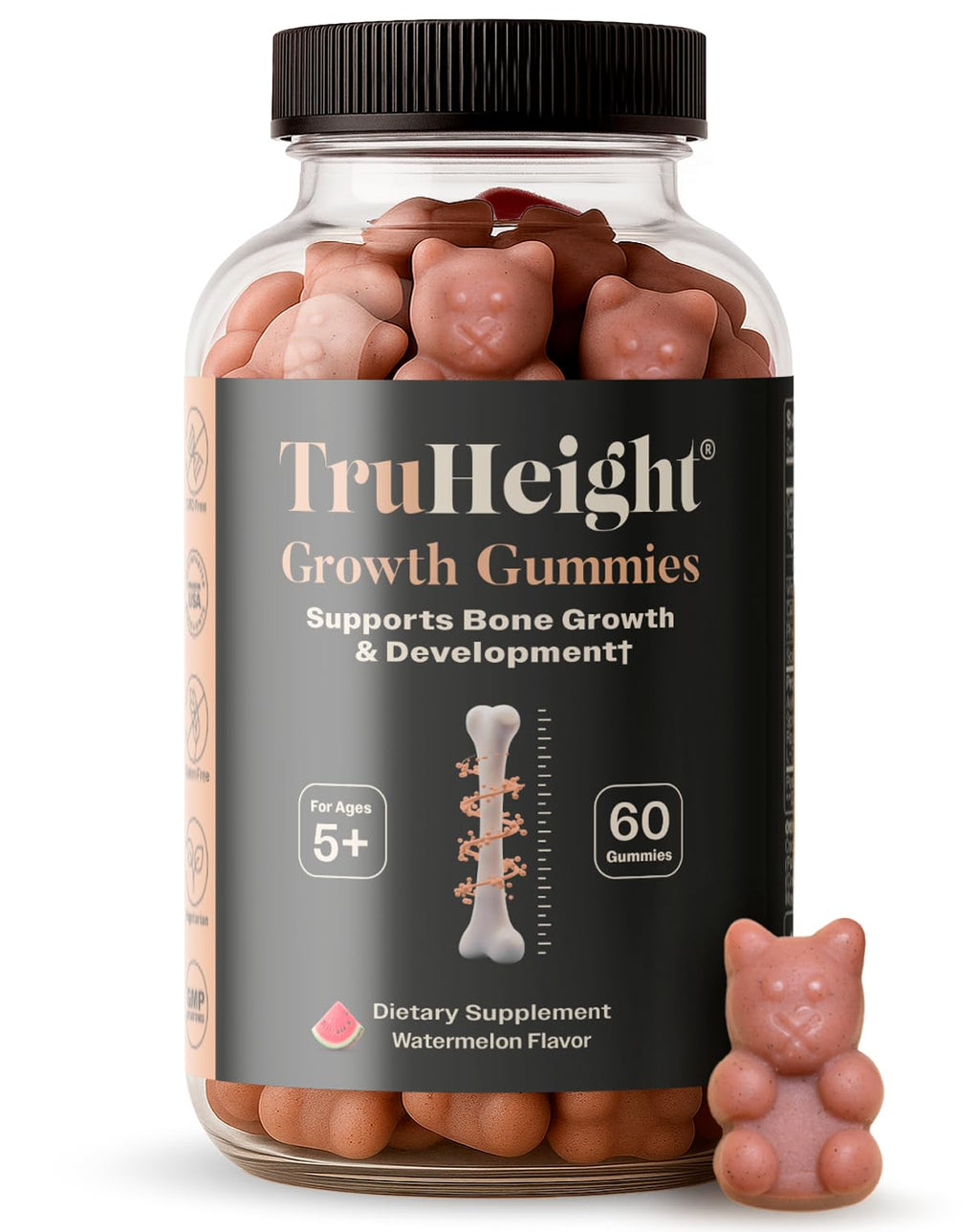 TruHeight Growth Gummies (Watermelon) Tall Nutrition for Natural Growth Supplement for Kids & Teens - Vitamin D, K, Calcium & Ashwagandha - TrustMedUSA