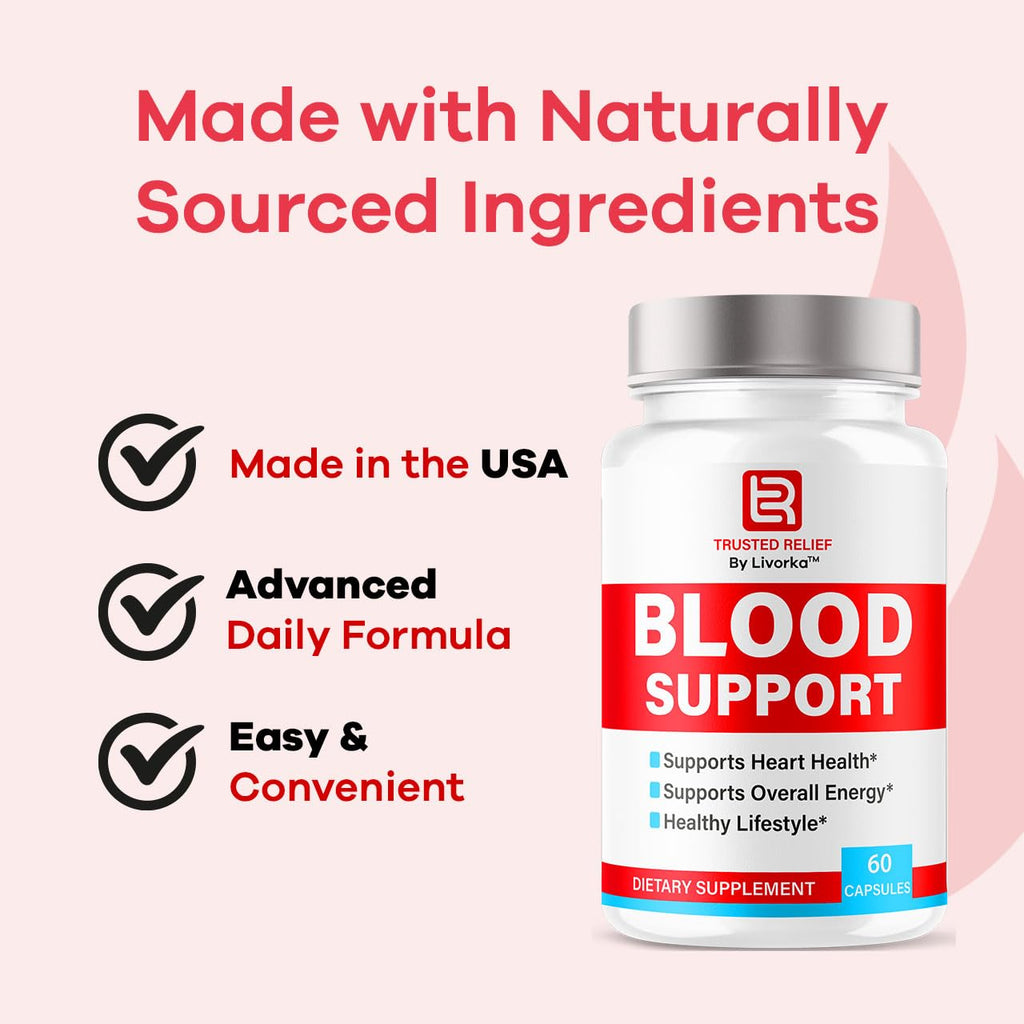 Trusted Relief Blood Support Capsules - Official TrustedRelief Blood Support Vitamin Pills, Natural Trusted Relief Advanced Premium Formula Wellness & Overal Health, 60 Capsules for 1 Month - TrustMedUSA