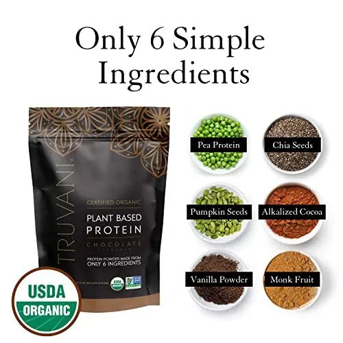 Truvani Organic Vegan Protein Powder Chocolate - 20g of Plant Based Protein, Organic - TrustMedUSA