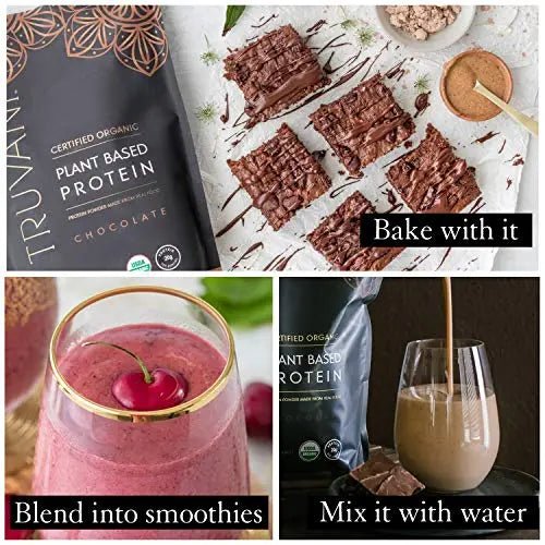 Truvani Organic Vegan Protein Powder Chocolate - 20g of Plant Based Protein, Organic - TrustMedUSA