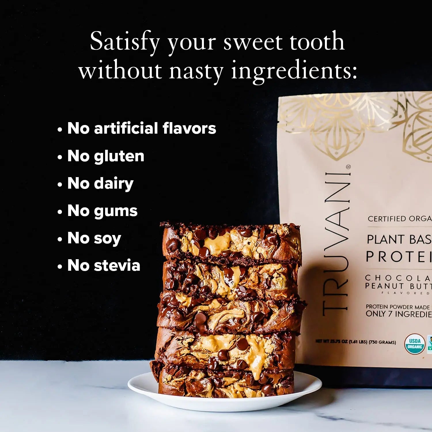 Truvani Vegan Chocolate Peanut Butter Protein Powder - 20g Plant-Based Protein, Gluten - TrustMedUSA