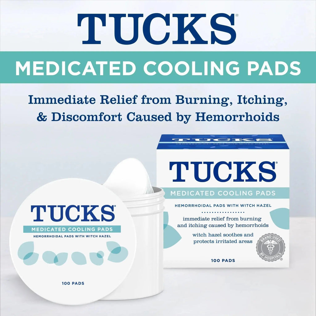 TUCKS Medicated Cooling Pads, 100 Count – Hemorrhoid Pads with Witch Hazel, Cleanses Sensitive Areas, Protects from Irritation, Hemorrhoid Treatment, Medicated Pads Used by Hospitals - TrustMedUSA