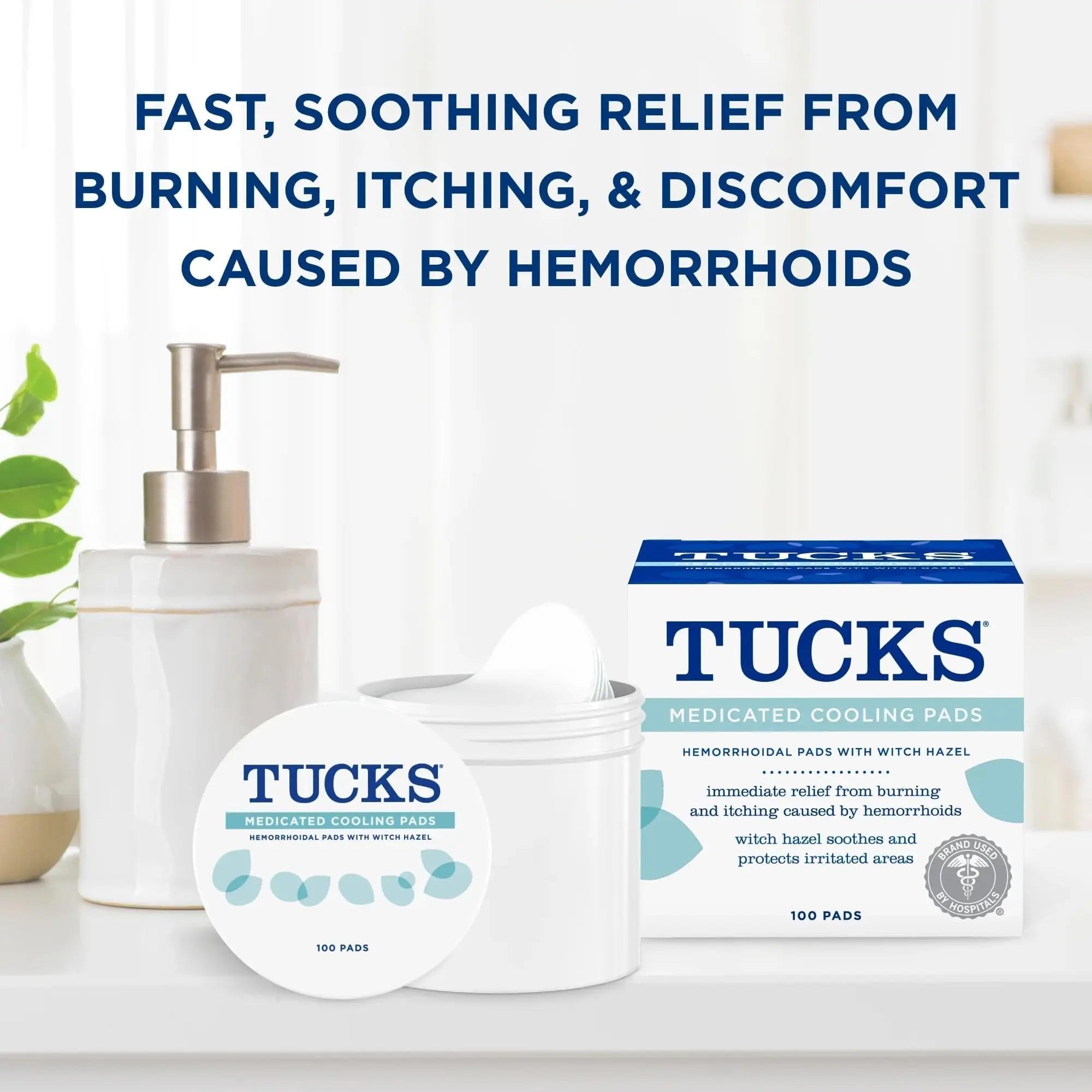 TUCKS Medicated Cooling Pads, 100 Count – Hemorrhoid Pads with Witch Hazel, Cleanses Sensitive Areas, Protects from Irritation, Hemorrhoid Treatment, Medicated Pads Used by Hospitals - TrustMedUSA