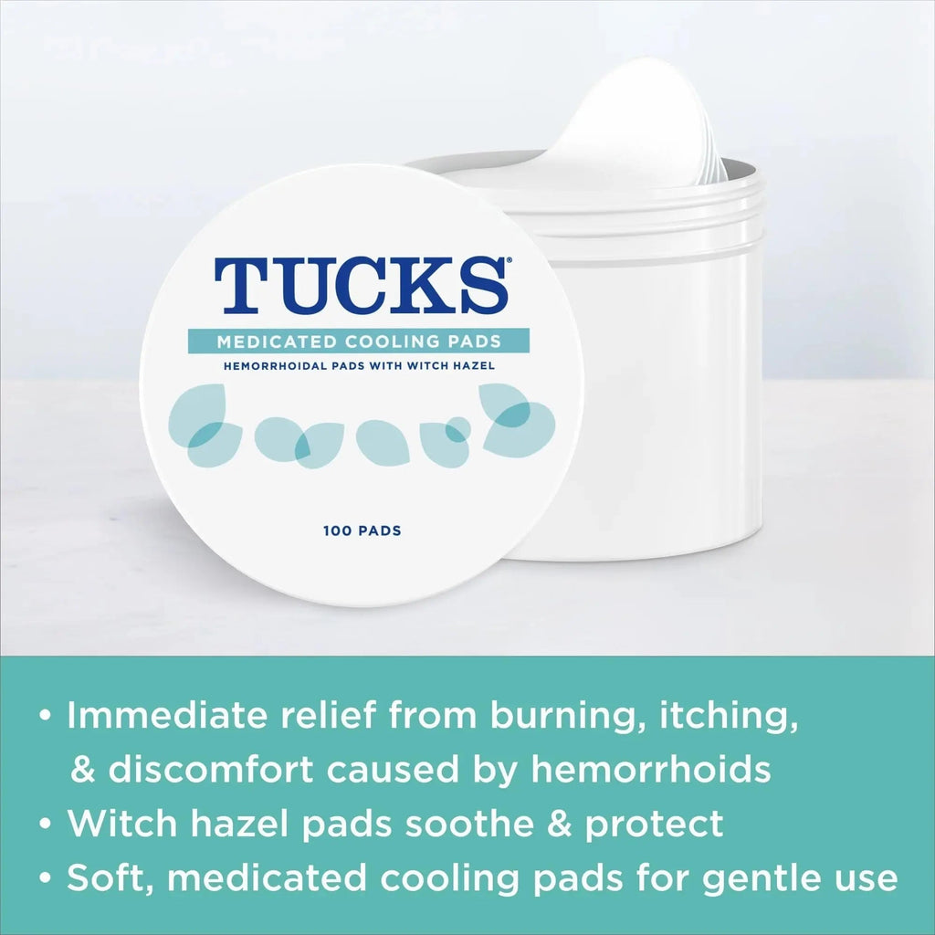 TUCKS Medicated Cooling Pads, 100 Count – Hemorrhoid Pads with Witch Hazel, Cleanses Sensitive Areas, Protects from Irritation, Hemorrhoid Treatment, Medicated Pads Used by Hospitals - TrustMedUSA