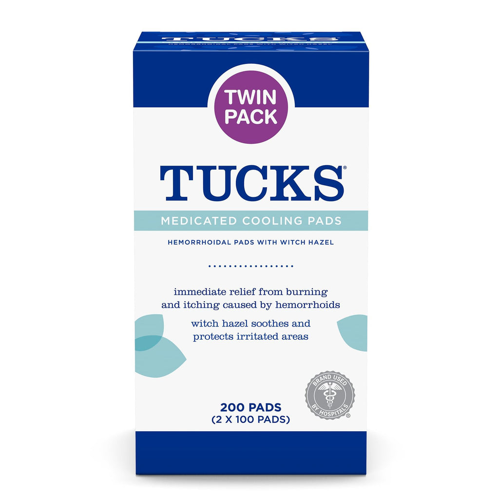 TUCKS Medicated Cooling Pads, 200 Count - Witch Hazel Pads for Sensitive Areas, Cleanse and Protect from Irritation - TrustMedUSA