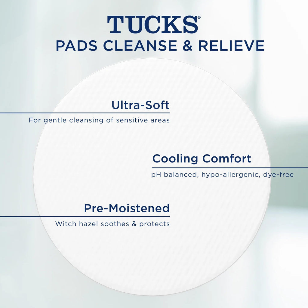 TUCKS Medicated Cooling Pads, 200 Count - Witch Hazel Pads for Sensitive Areas, Cleanse and Protect from Irritation - TrustMedUSA