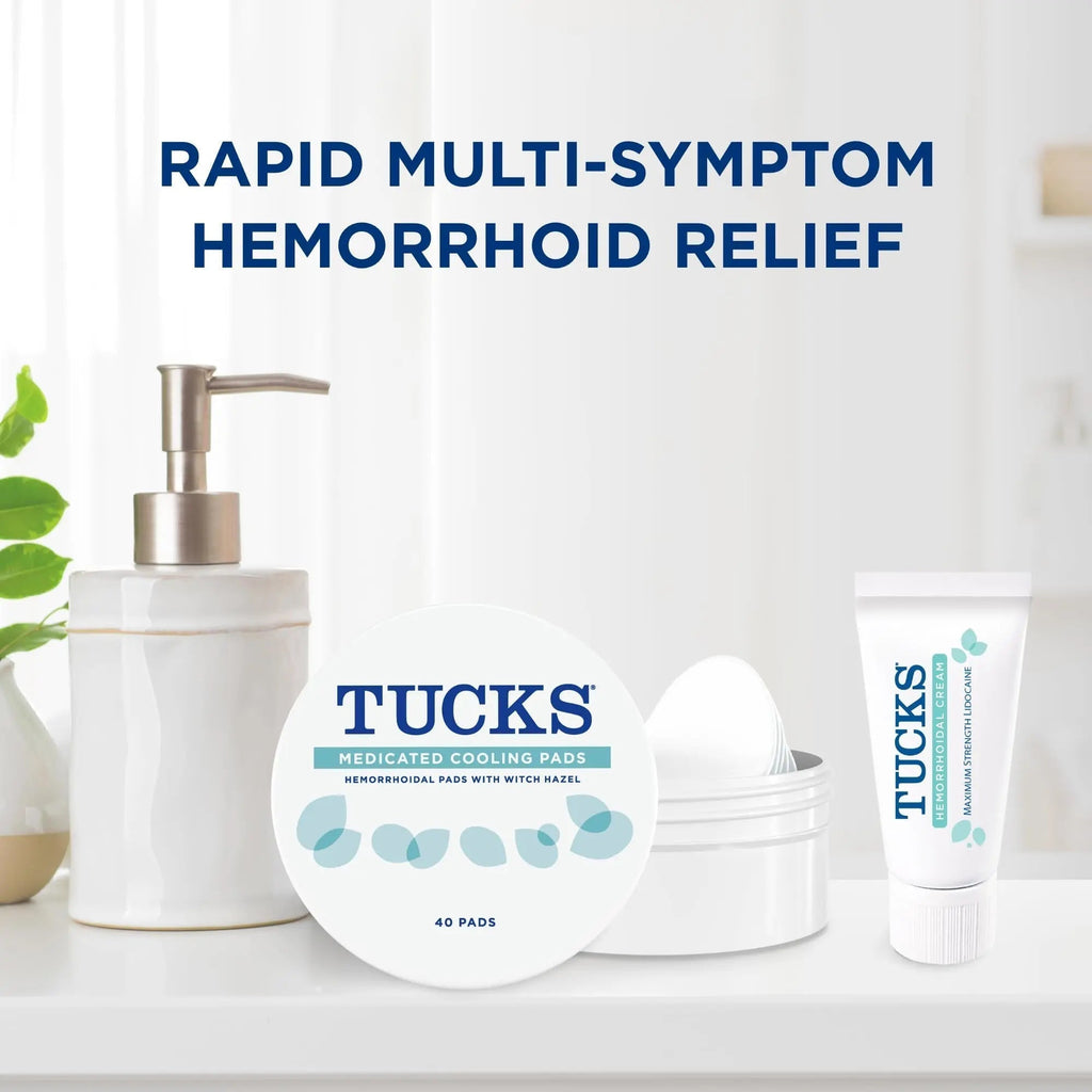 Tucks Multi-Care Relief Kit – 40 Count Witch Hazel Pads & 0.5 oz. Lidocaine Cream - Protects from Irritation, Hemorrhoid Treatment Medicated Pads Used by Hospitals - TrustMedUSA