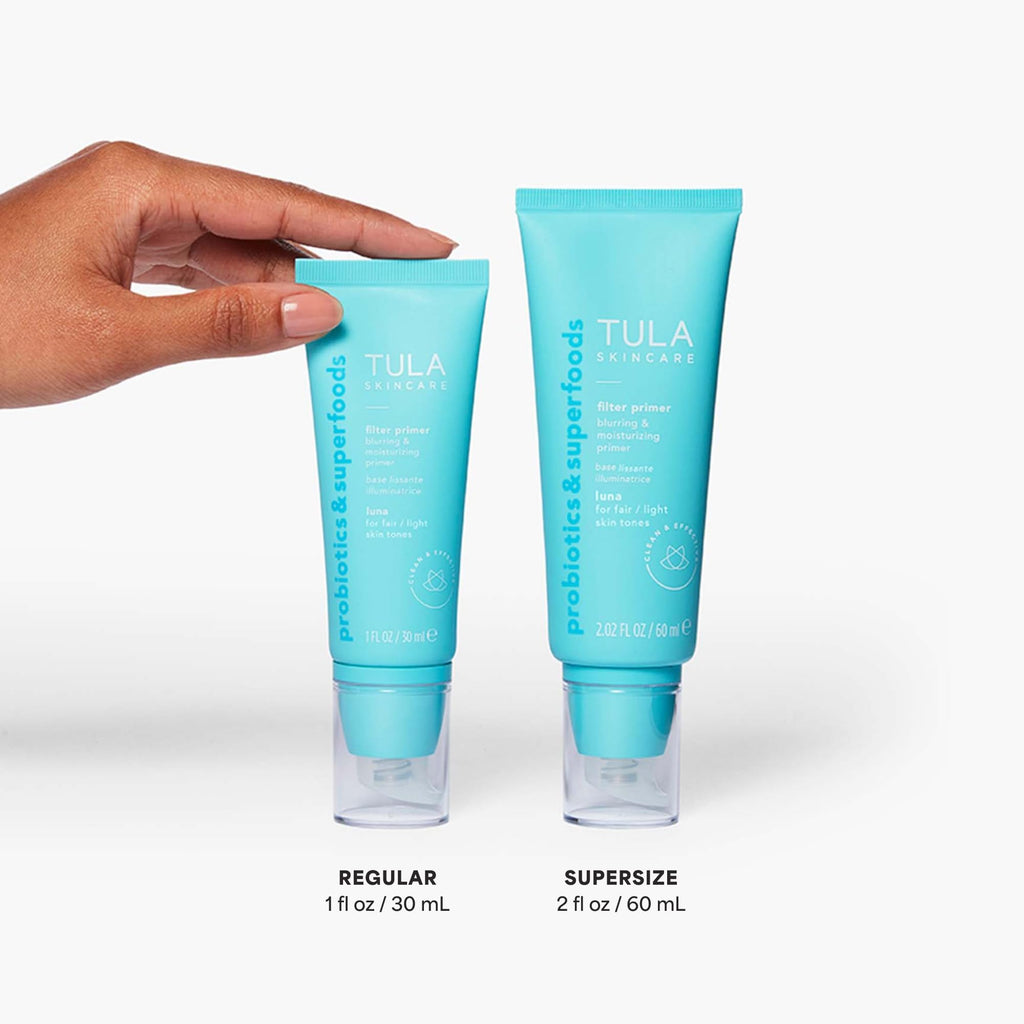 TULA Skin Care Face Filter Blurring and Moisturizing Primer - Luna, Evens the Appearance of Skin Tone & Redness, Hydrates & Improves Makeup Wear, 1fl oz - Maple Wellness Supplements