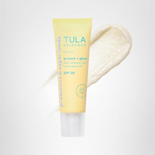 TULA Skin Care Protect + Glow Daily Sunscreen - Gel, Broad Spectrum SPF 30, Skincare-First, Non-Greasy, Non-Comedogenic and Reef-Safe with Pollution and Blue Light Protection, Regular, 1.7 fl oz. - TrustMedUSA