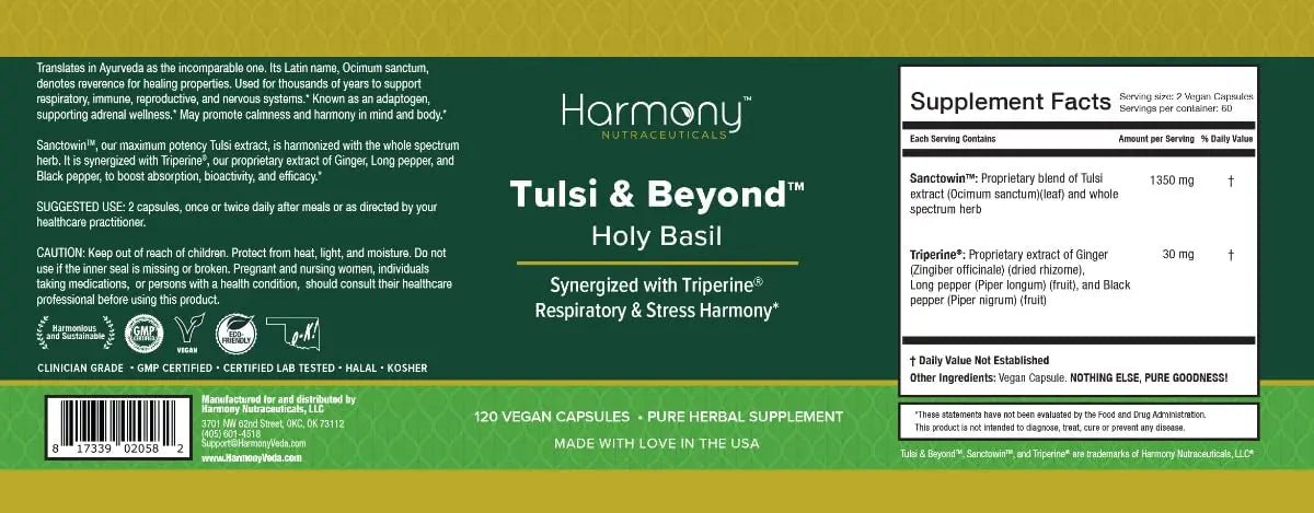 Tulsi - Holy Basil Supplement - Highest Potency, Maximum bio-availabilty, Made with Organic Herbs (Vegetarian Capsules, 120 Count) - TrustMedUSA