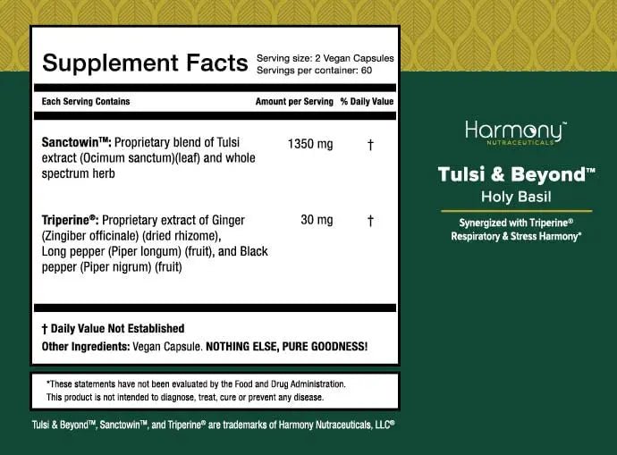 Tulsi - Holy Basil Supplement - Highest Potency, Maximum bio-availabilty, Made with Organic Herbs (Vegetarian Capsules, 120 Count) - TrustMedUSA