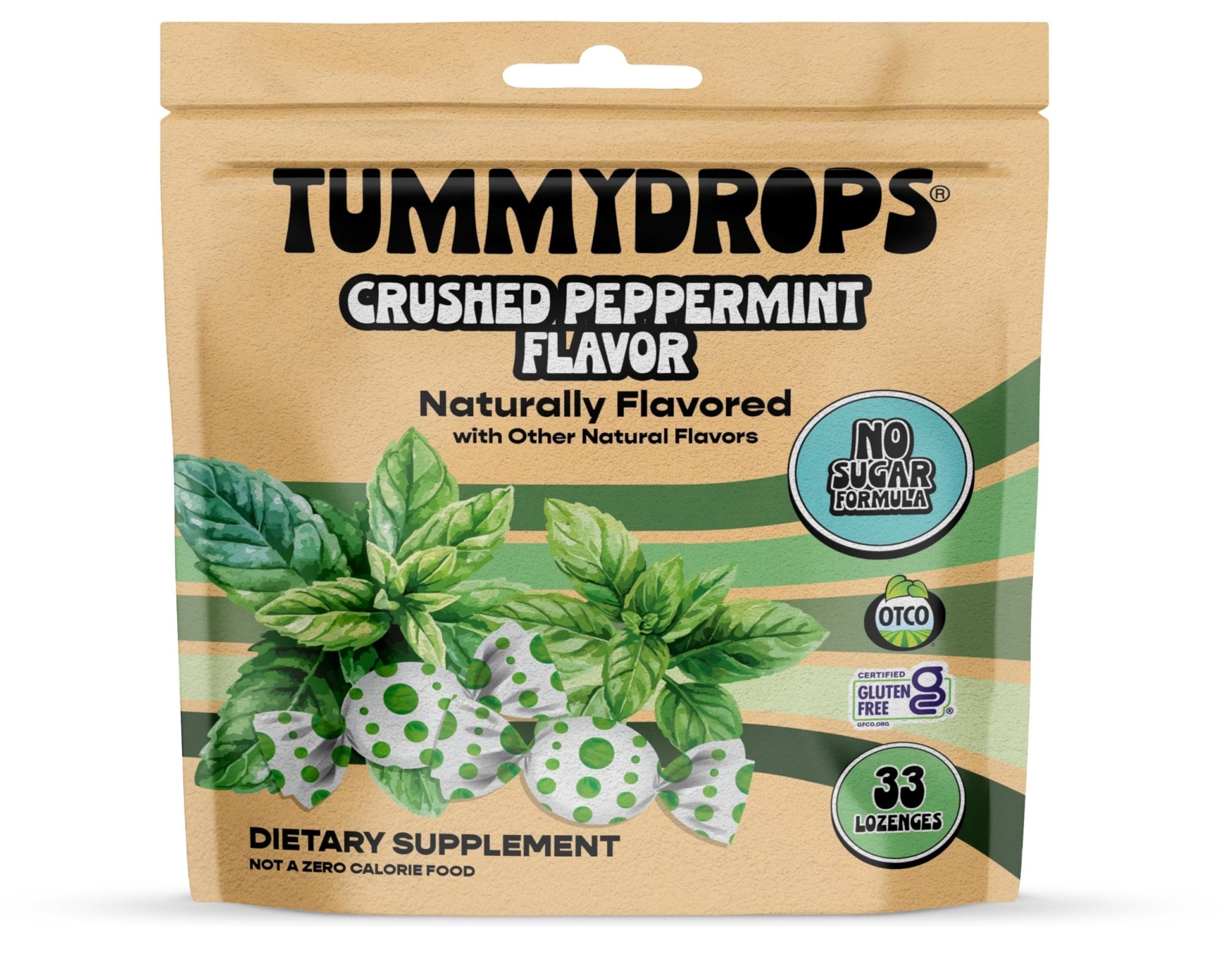 tummy drops No Sugar Crushed Peppermint Flavor, Gluten Free & Vegan, 33 Individually Wrapped Pure Peppermint Oil Lozenges Made with Organic Monkfruit - Maple Wellness Supplements