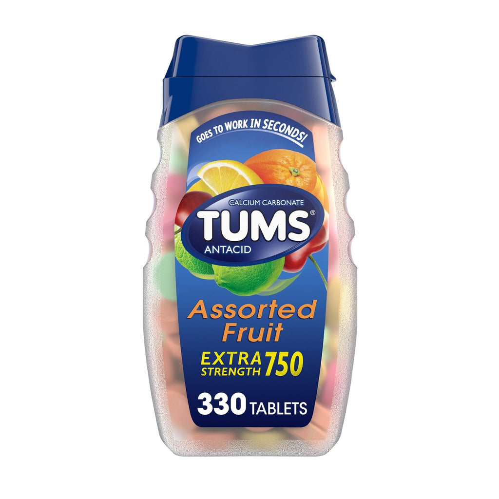 TUMS Chewable Antacid Tablets for Extra Strength Heartburn Relief, Assorted Fruit Flavors - 330 Count - Maple Wellness Supplements
