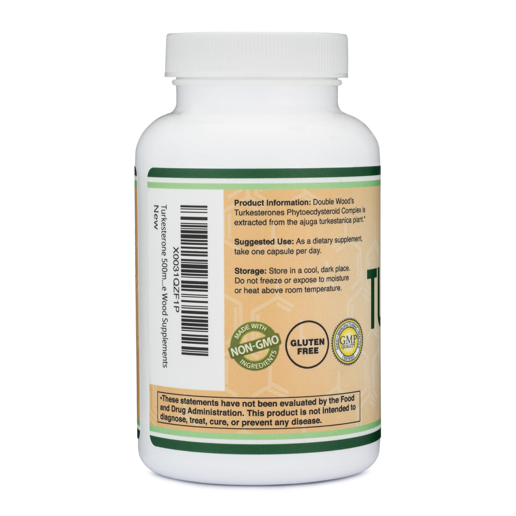 Turkesterone Supplement 500mg, 120 Capsules (Ajuga Turkestanica Extract Std. to 10% Turkesterone) Similar to Ecdysterone for Men's Health Support (Manufactured and Tested in the USA) by Double Wood - TrustMedUSA