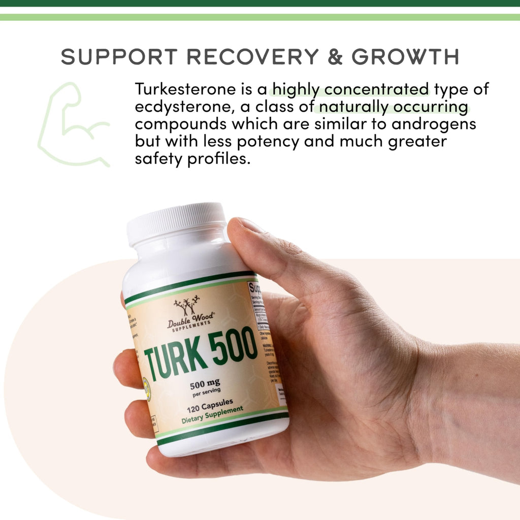 Turkesterone Supplement 500mg, 120 Capsules (Ajuga Turkestanica Extract Std. to 10% Turkesterone) Similar to Ecdysterone for Men's Health Support (Manufactured and Tested in the USA) by Double Wood - TrustMedUSA