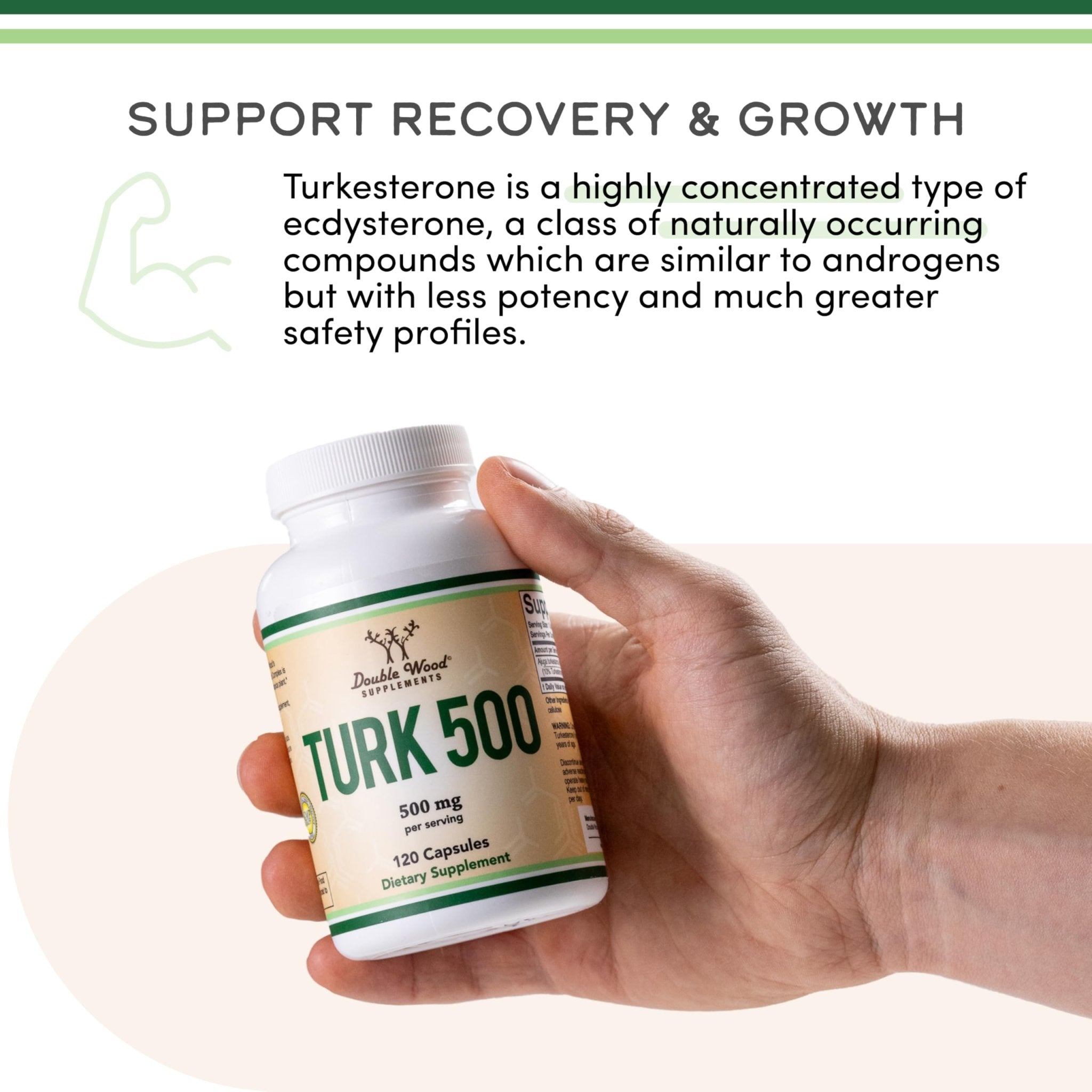 Turkesterone Supplement 500mg, 120 Capsules (Ajuga Turkestanica Extract Std. to 10% Turkesterone) Similar to Ecdysterone for Men's Health Support (Manufactured and Tested in the USA) by Double Wood - TrustMedUSA