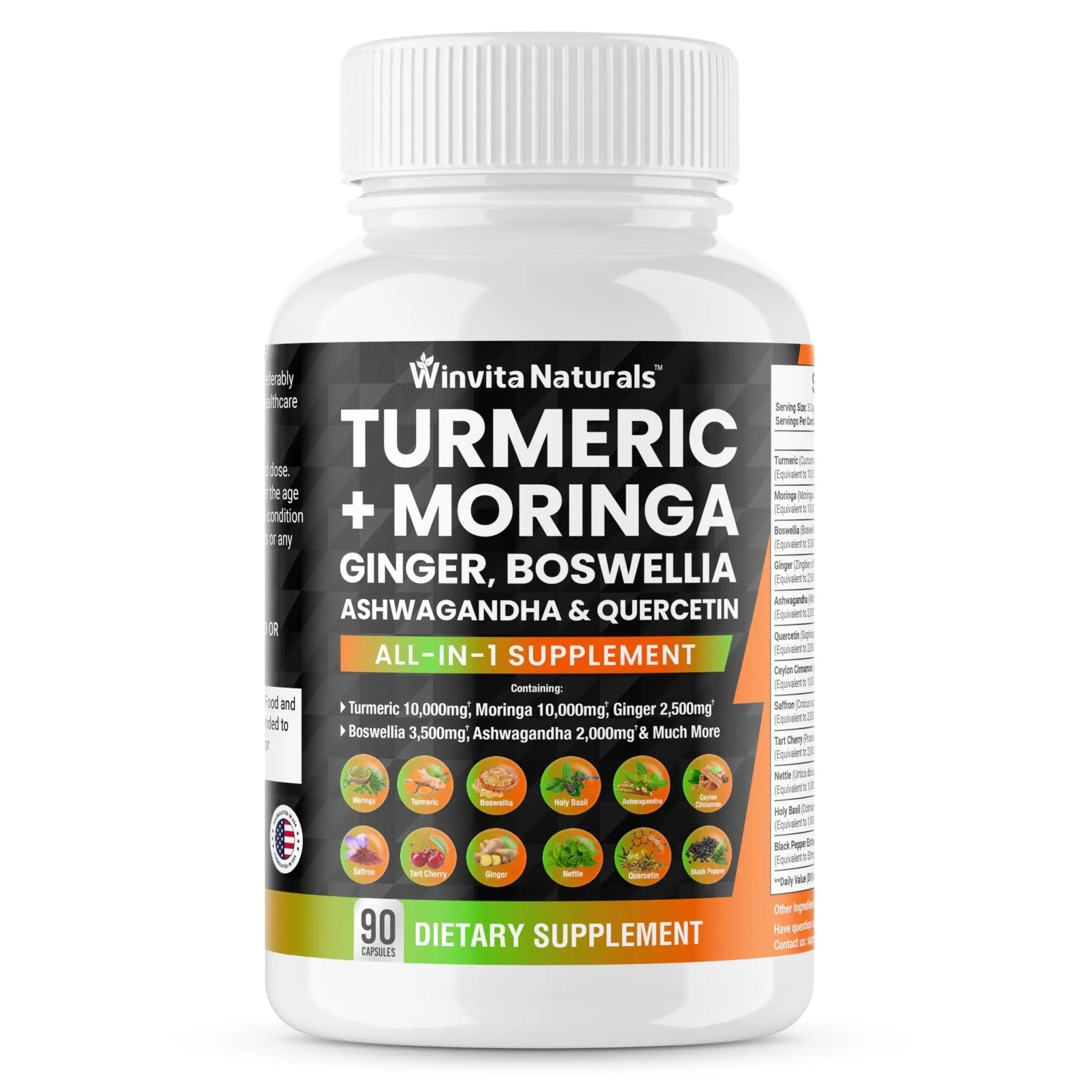Turmeric Curcumin 10000mg Moringa 10000mg Boswellia 3500mg Ginger 2500mg - TrustMedUSA